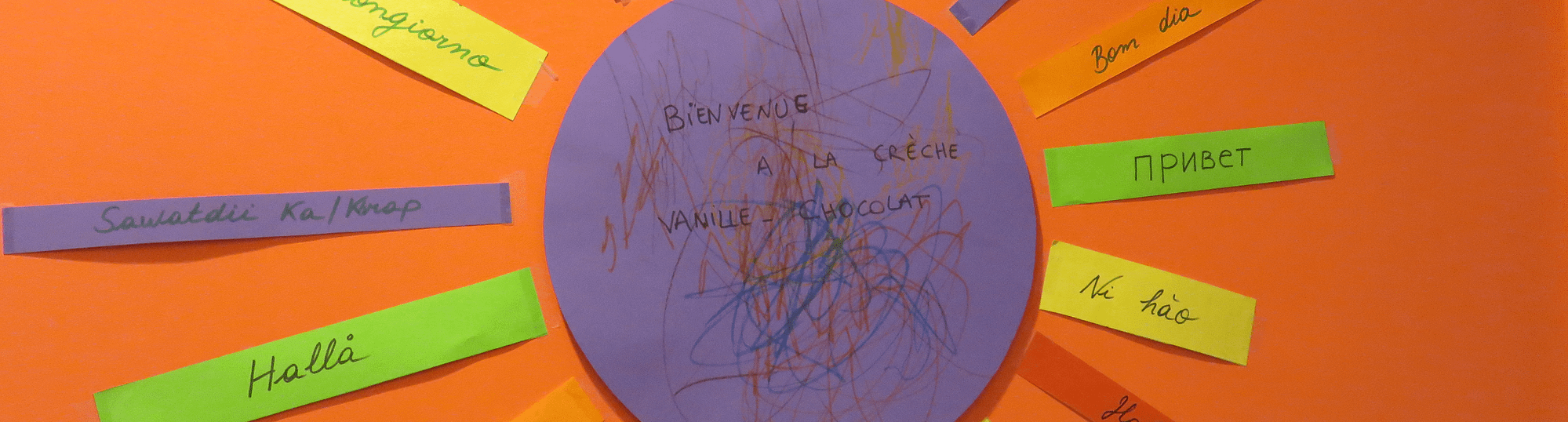 Affichette de bienvenue dans la crèche Vanille-Chocolat